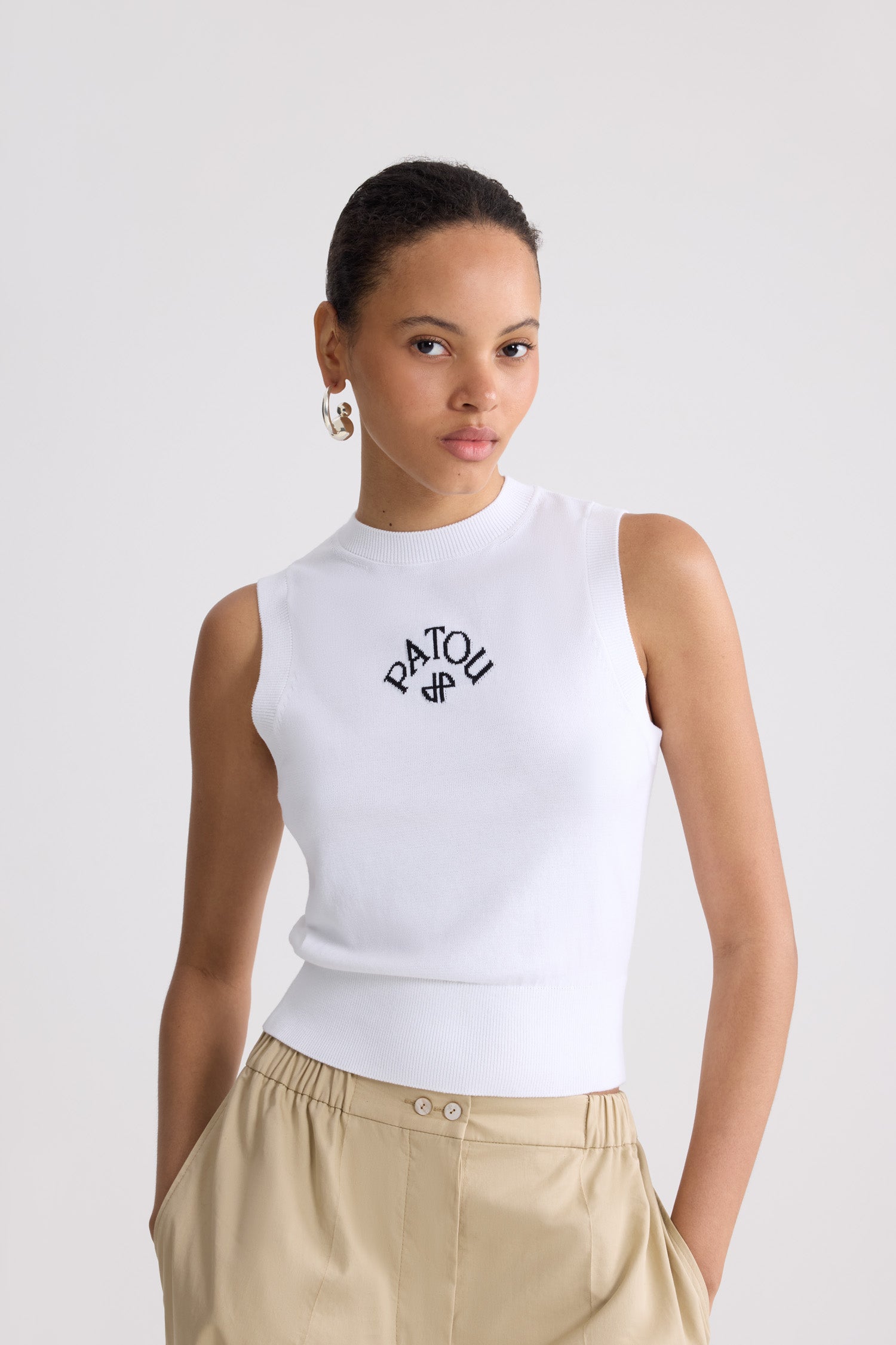 Patou top tricot sans manches KN346 coton bio blanc S