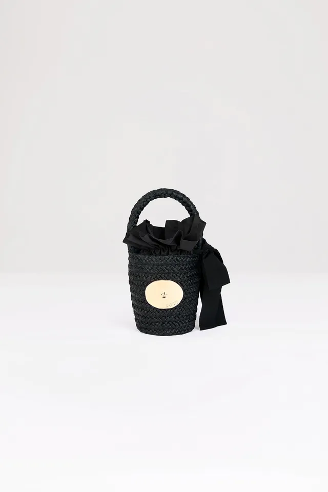 Patou Bucket P24AC0610140999B sac raphia Noir