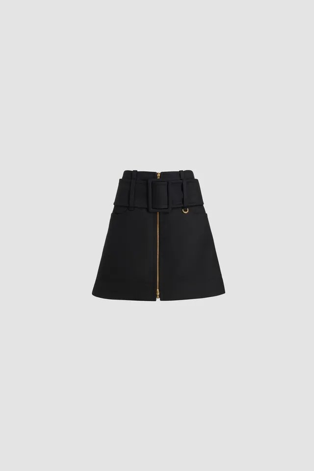 Patou H25SK0920218999B mini jupe noir laine zip 34-44