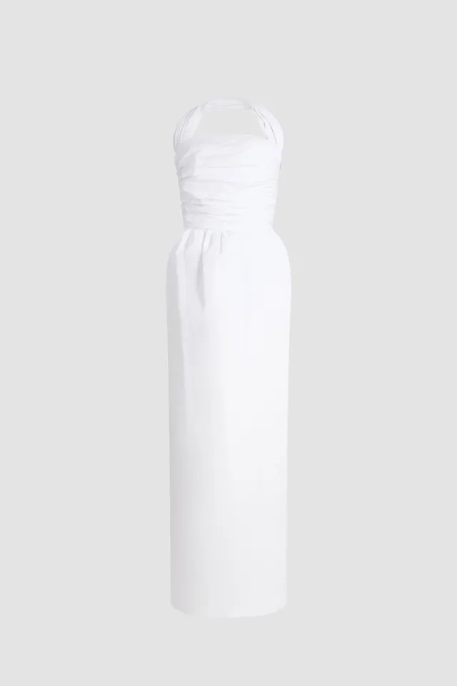 Patou robe bustier longue DR219 faille recyclée blanche