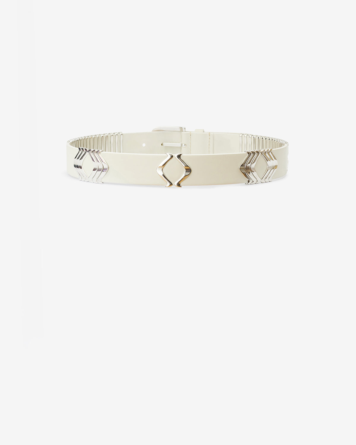 Isabel Marant Tehora ceinture cuir écru-argenté 3,5 cm