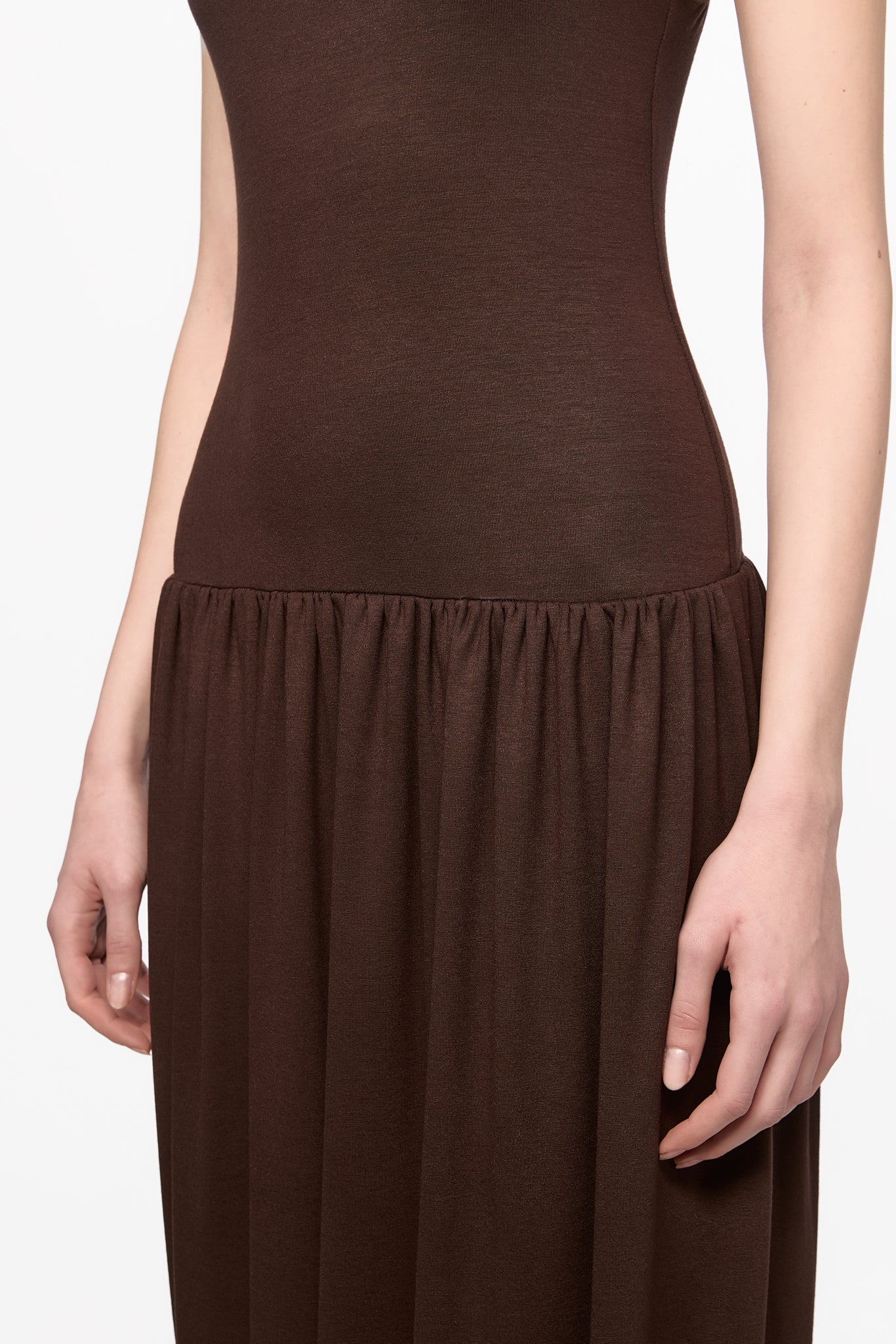 ATU Body Couture Midi Sleeveless midi dress rutched robe marron