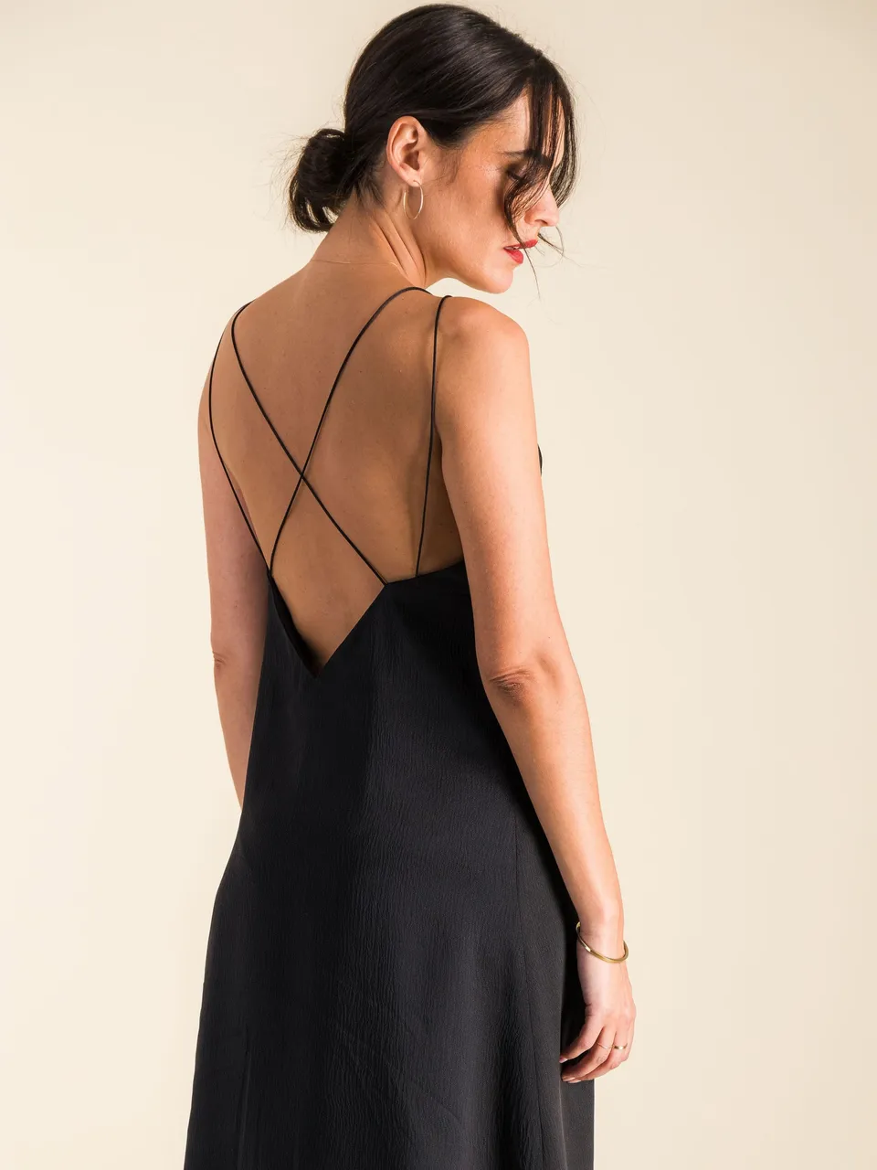 Anahide Saint André Tara robe lingerie noire crêpe de soie