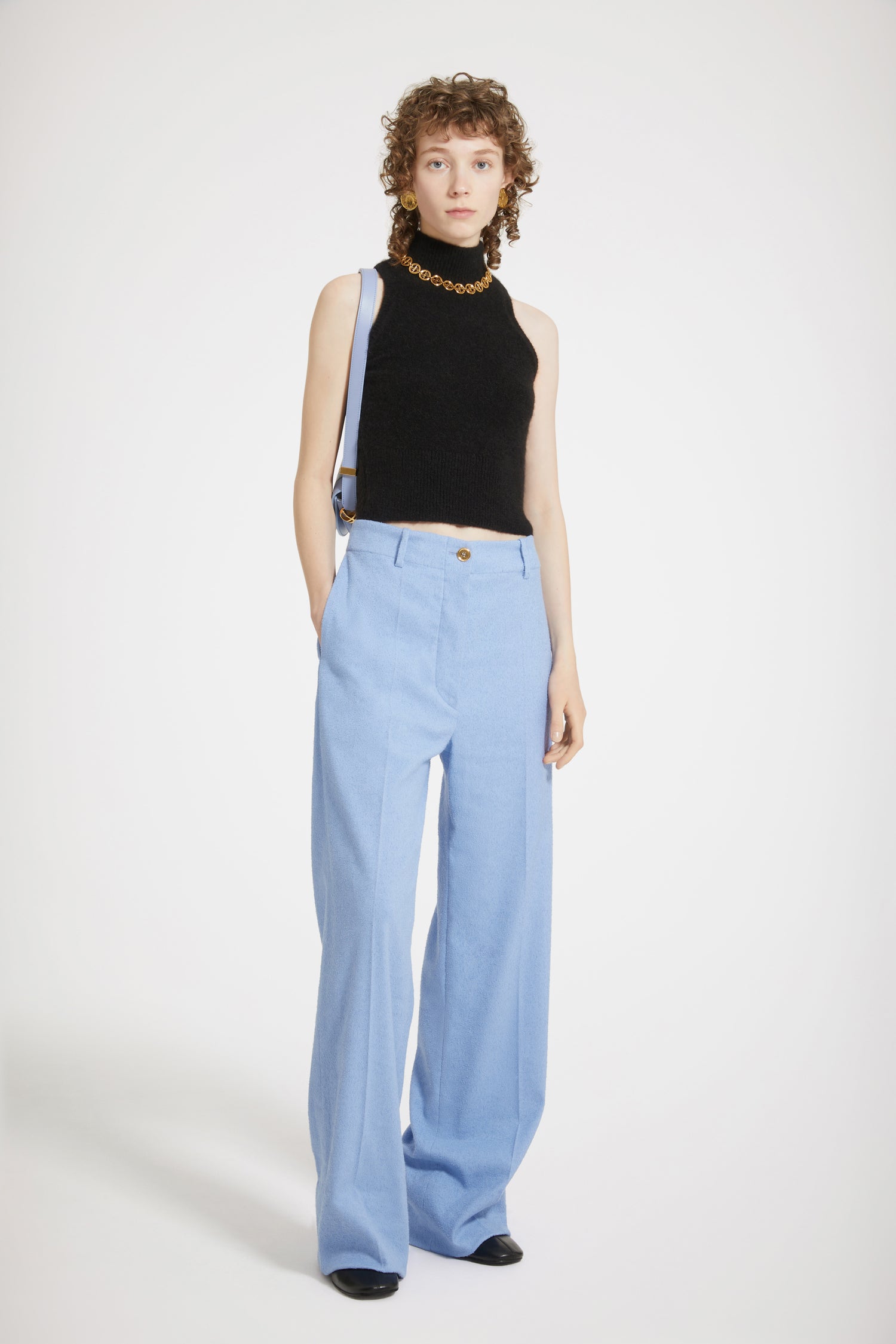Patou Knitwear top KN150 alpaga noir sans manches