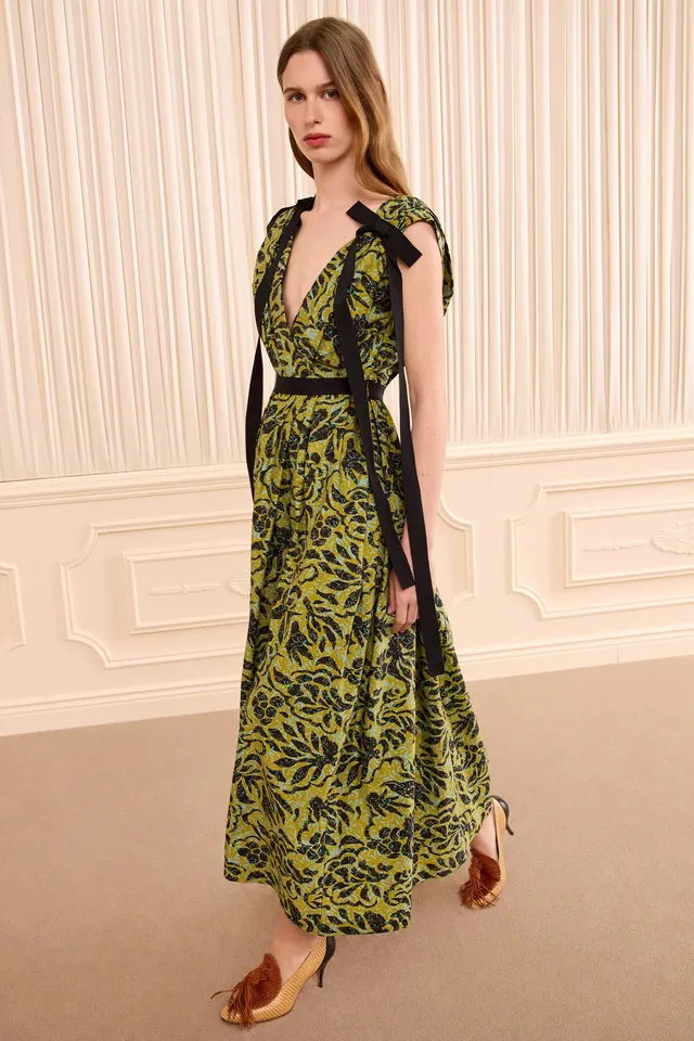 Ulla Johnson Karina robe maxi coton Chartreuse fleurie