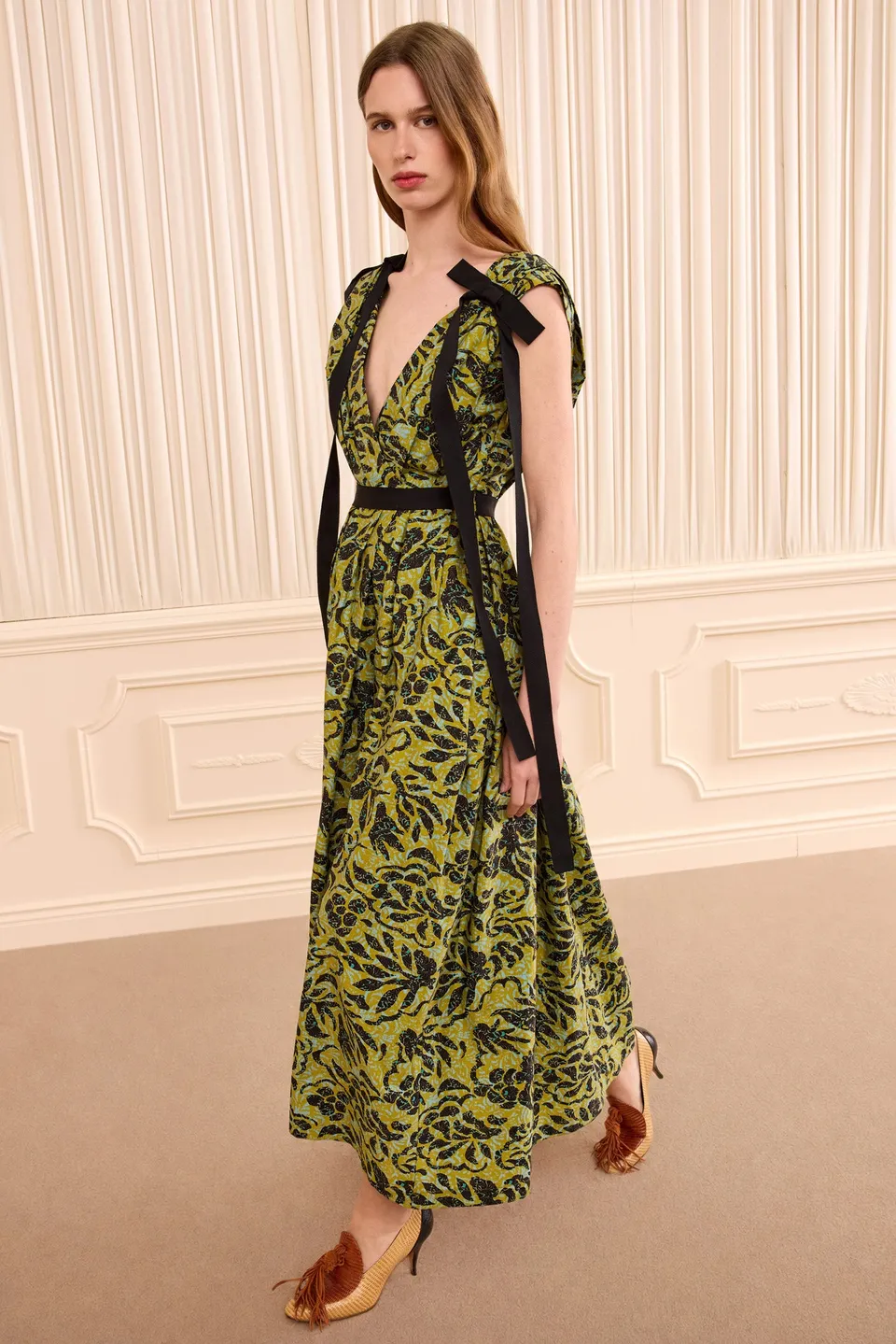 Ulla Johnson Karina robe maxi coton Chartreuse fleurie
