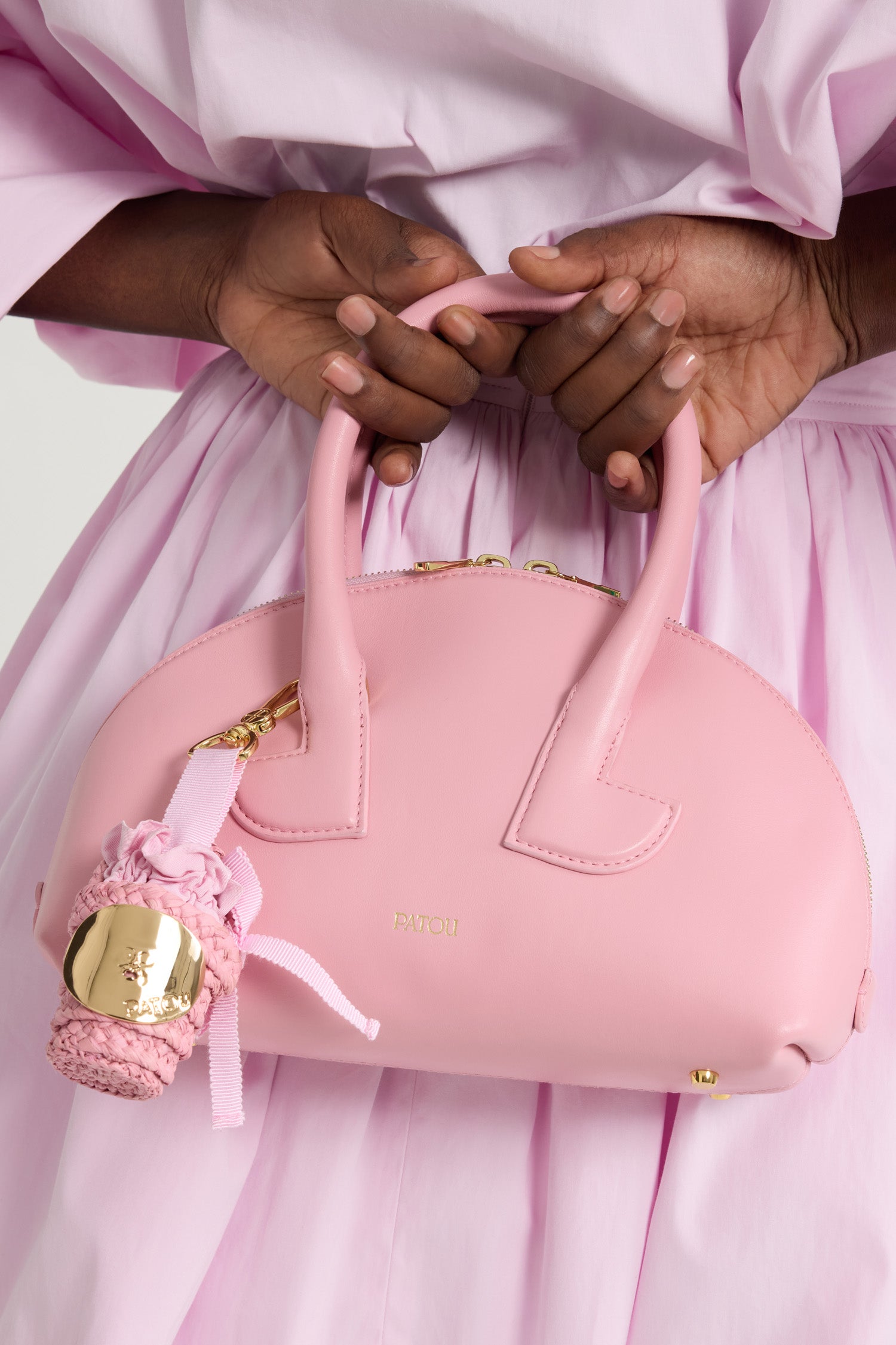 Patou BA019 sac bowling cuir rose Primrose TU