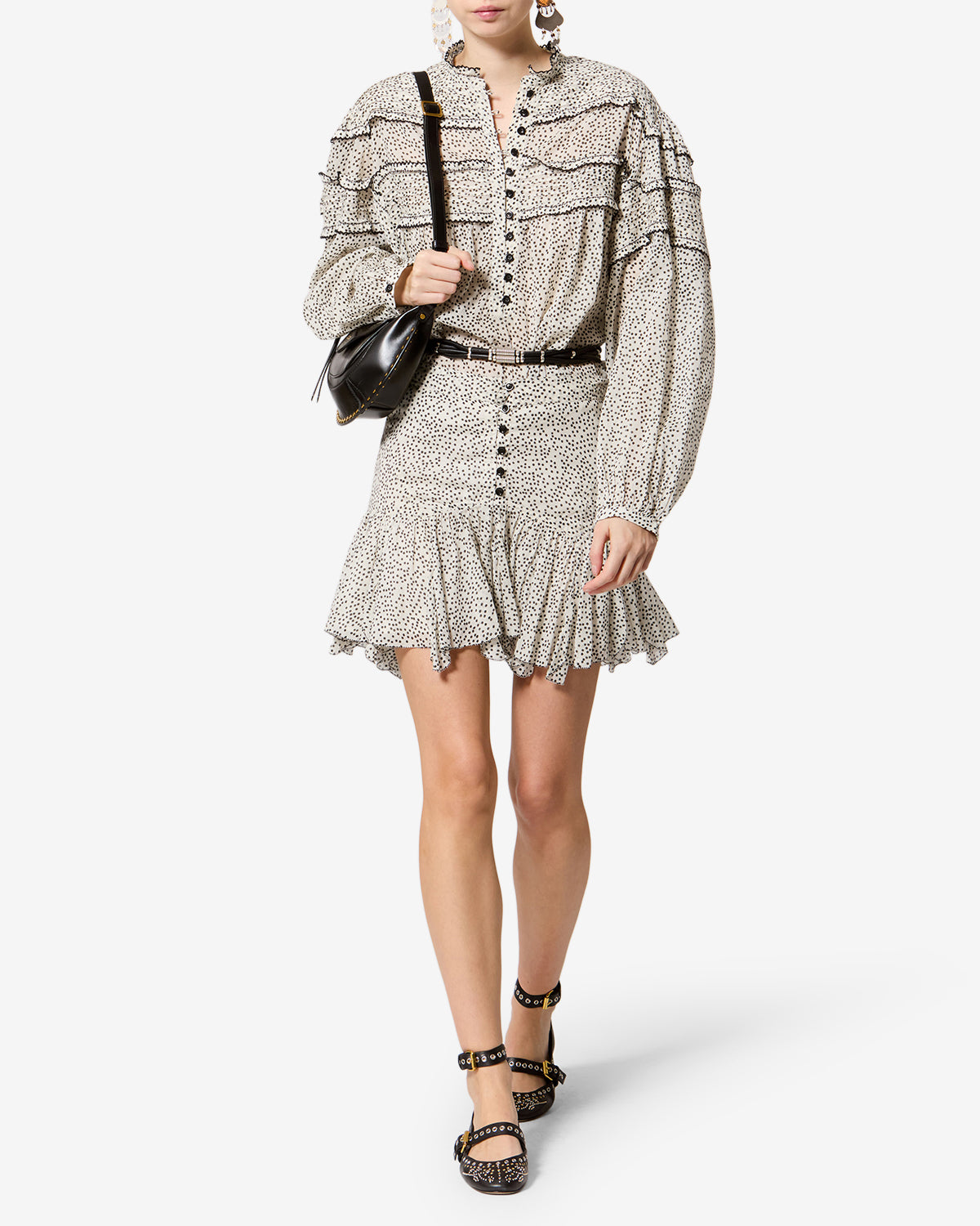 Isabel Marant Doane HT0914FA blouse écru et noir pois