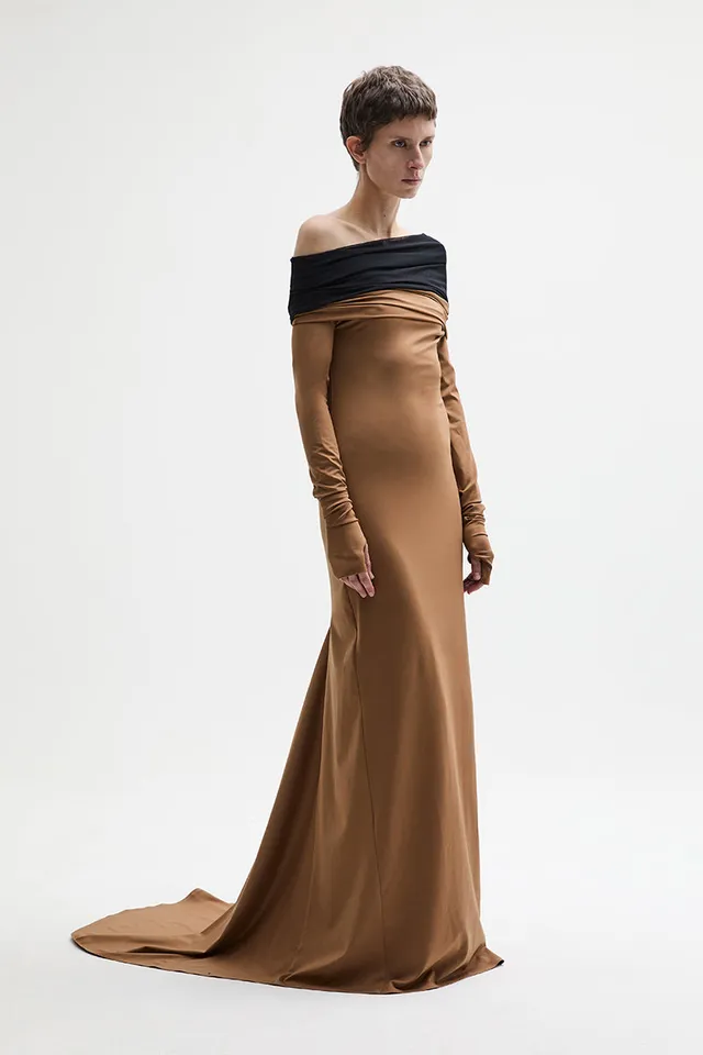 ATU Body Couture Crown Robe Longue Camel Taille S