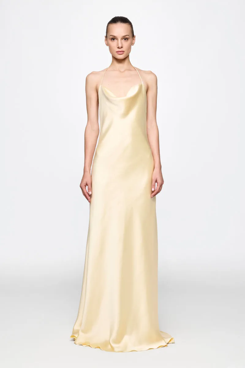 ATU Body Couture Slip Dress robe satin jaune vanille S/M
