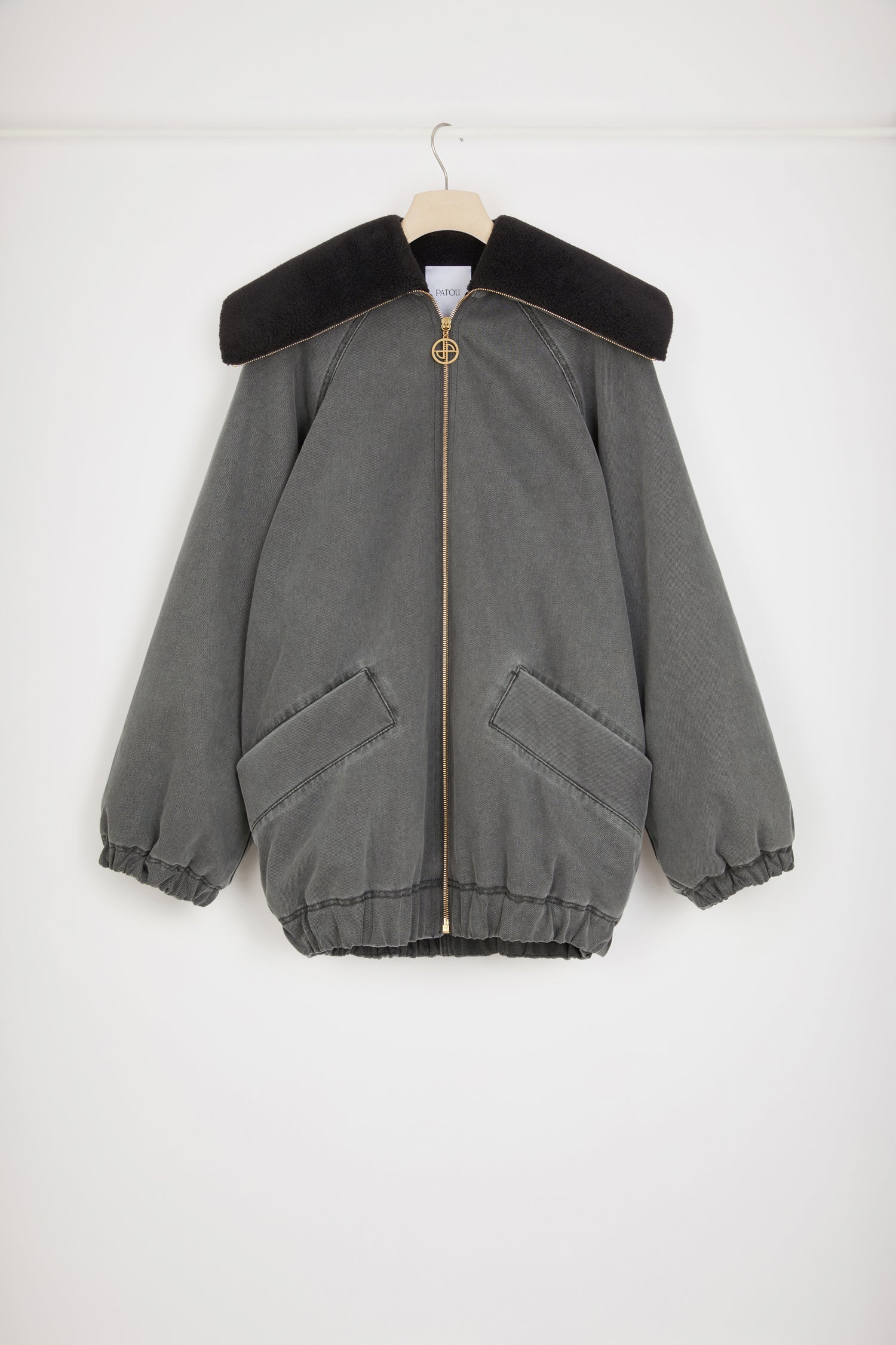 Patou H23OU023 veste jean denim bio Anthracite oversize