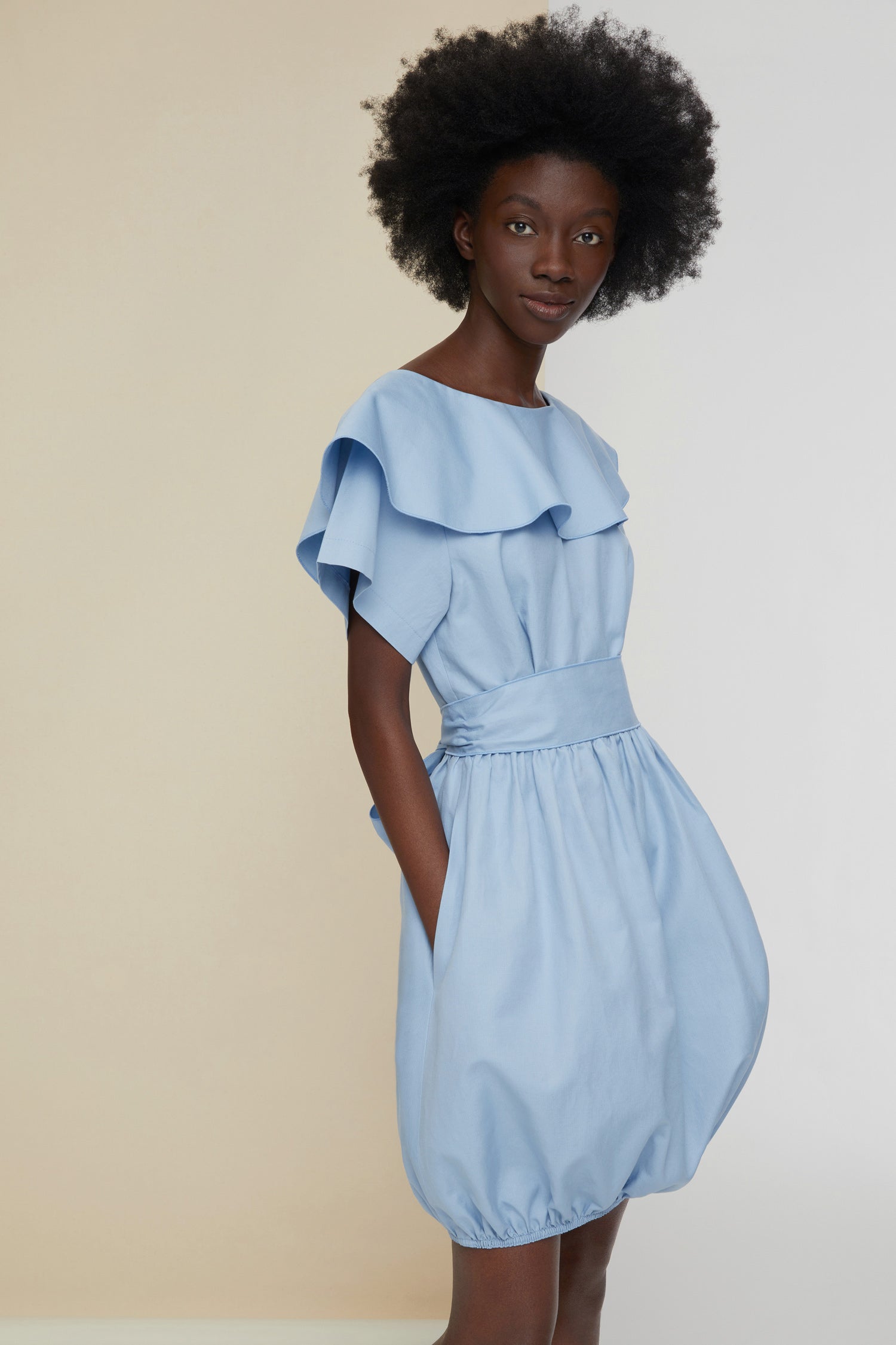 Patou E20DR0540044603B robe bubble blueberry coton 34-42