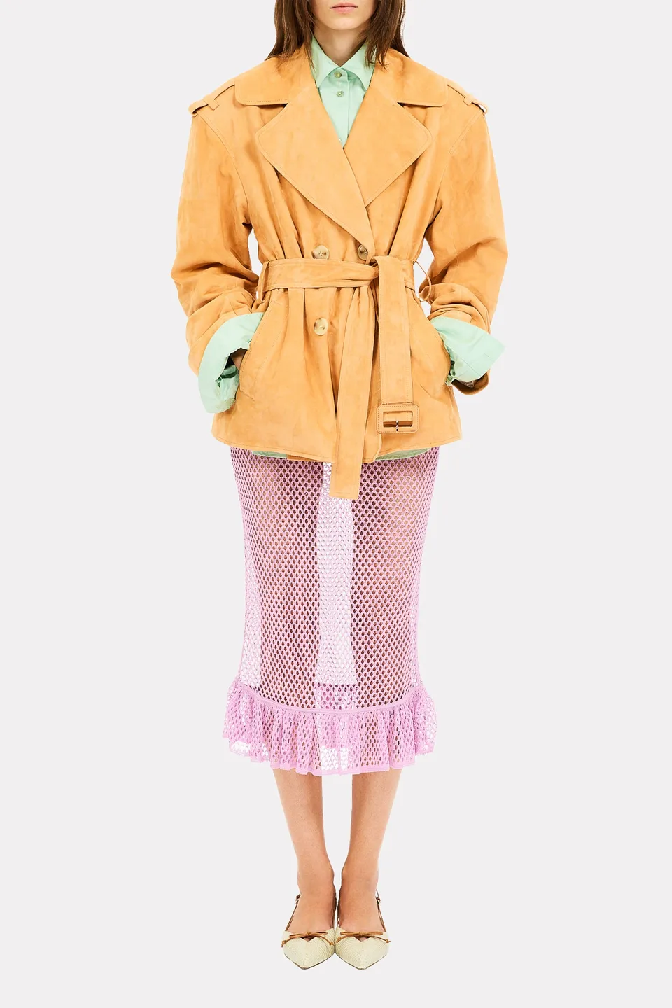 Ulla Johnson Corinne Belted Jacket veste Fawn daim