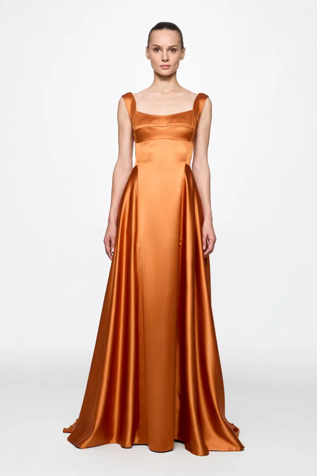 ATU Body Couture robe soirée orange satin taille S corset