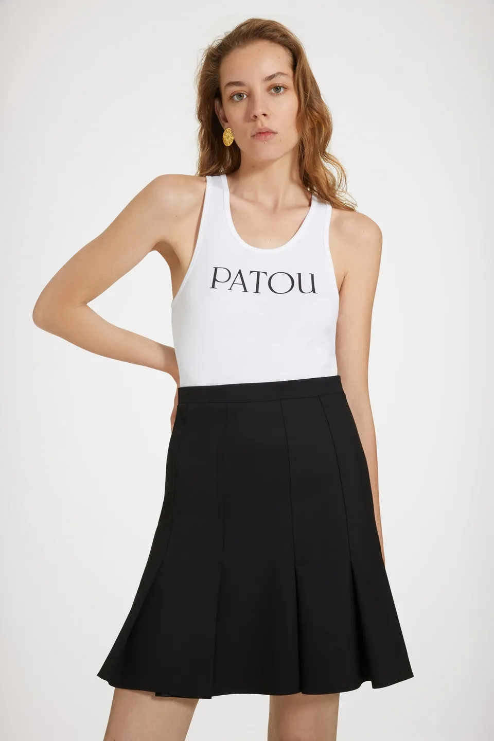 Patou SK037 jupe plissée noire laine mérinos