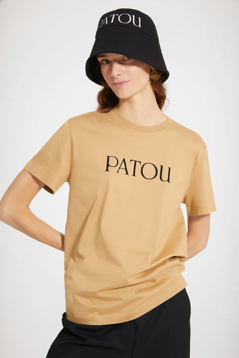 Patou JE029 logo t-shirt tee-shirt coton bio chestnut