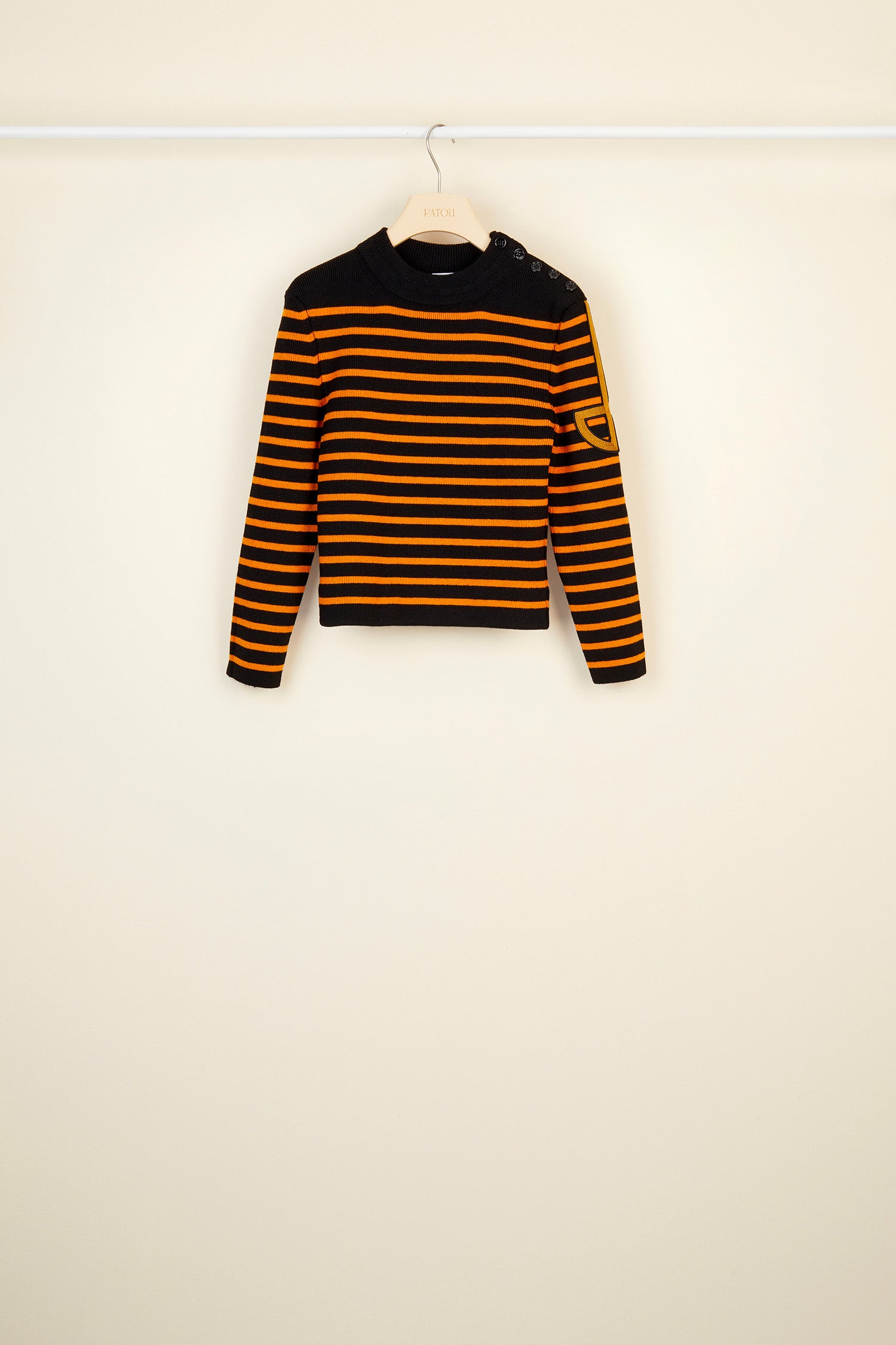 Patou KN003 pull marinière laine noir sienne XS-XL