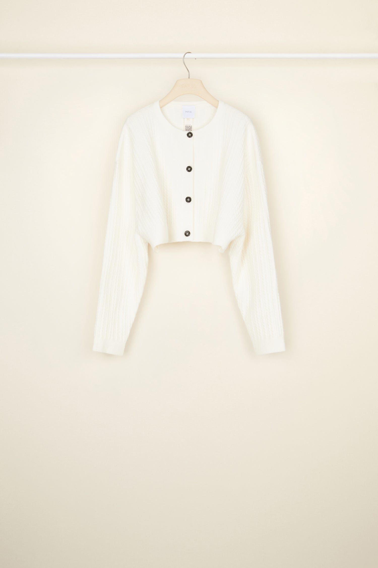 Patou KN073 cardigan court torsadé laine recyclée blanc
