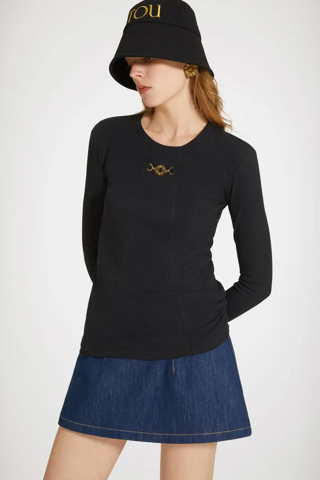 Patou Top JE060 Coton Bio Médaillon Noir XS-XXL