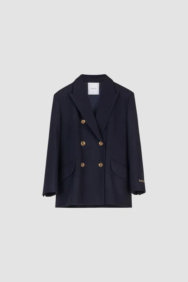 Patou veste croisée laine cachemire bleu marine 34