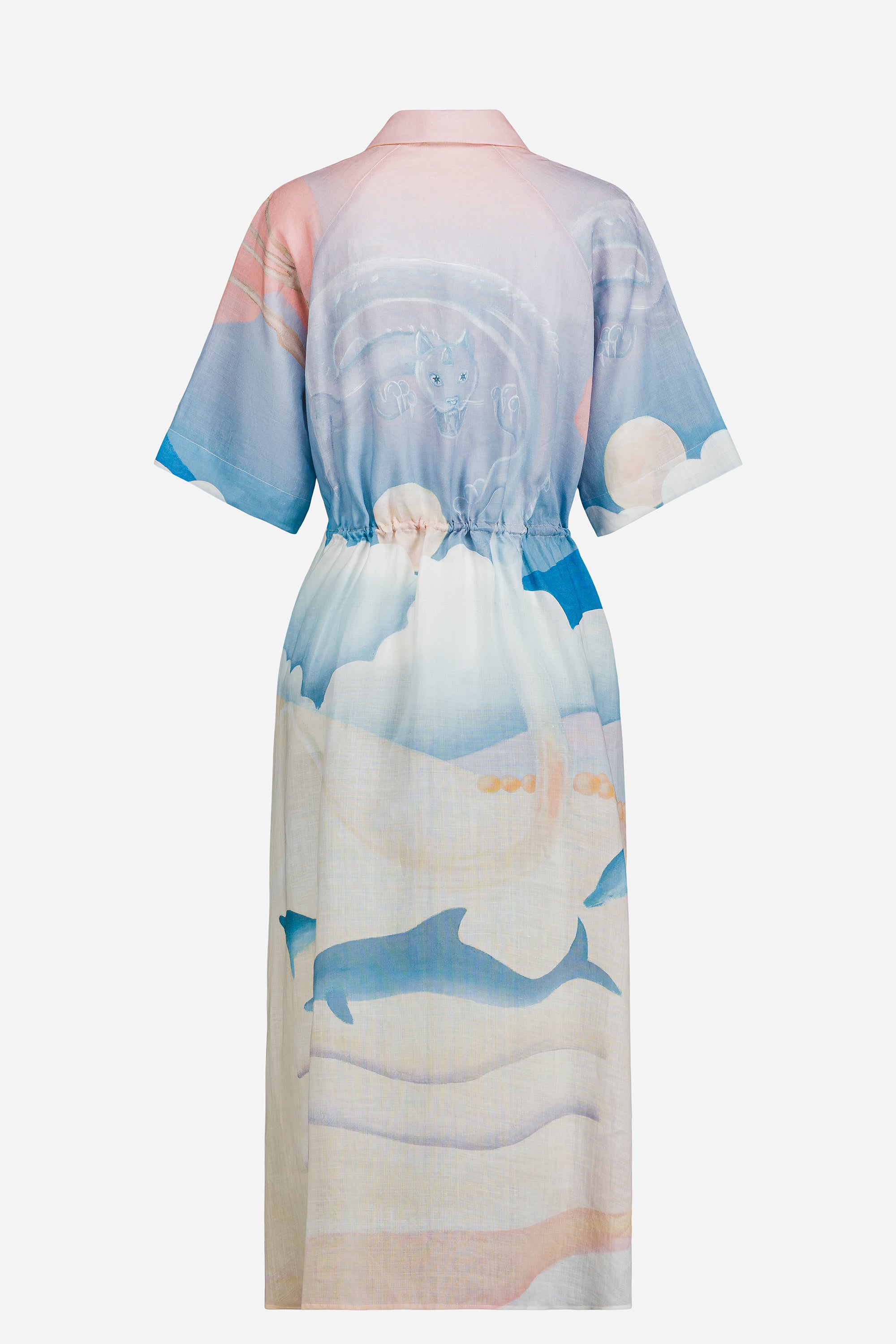 Paul & Joe Ecume robe chemisier ramie rose imprimée