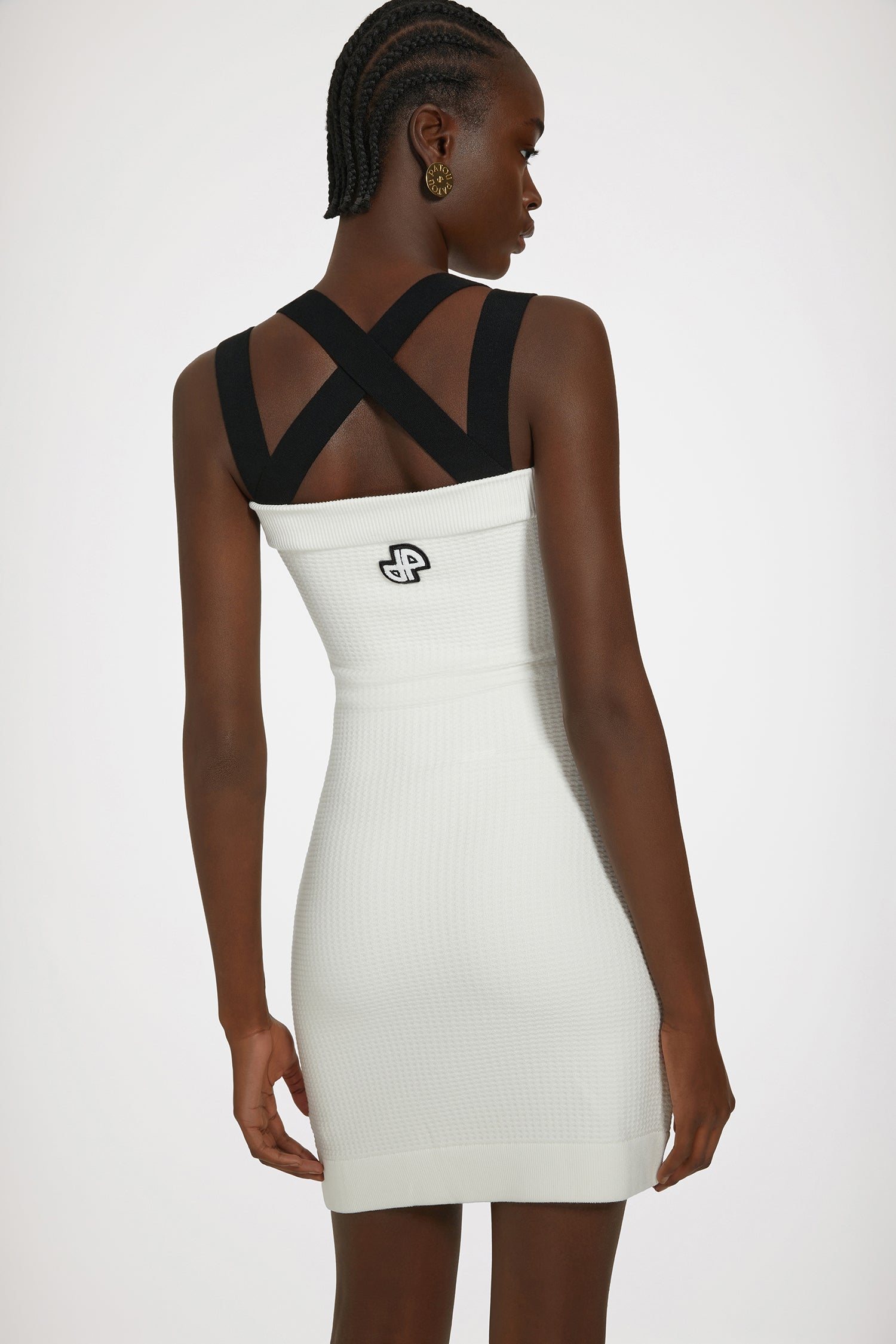 Patou Double strap mini dress robe maille 3D blanche