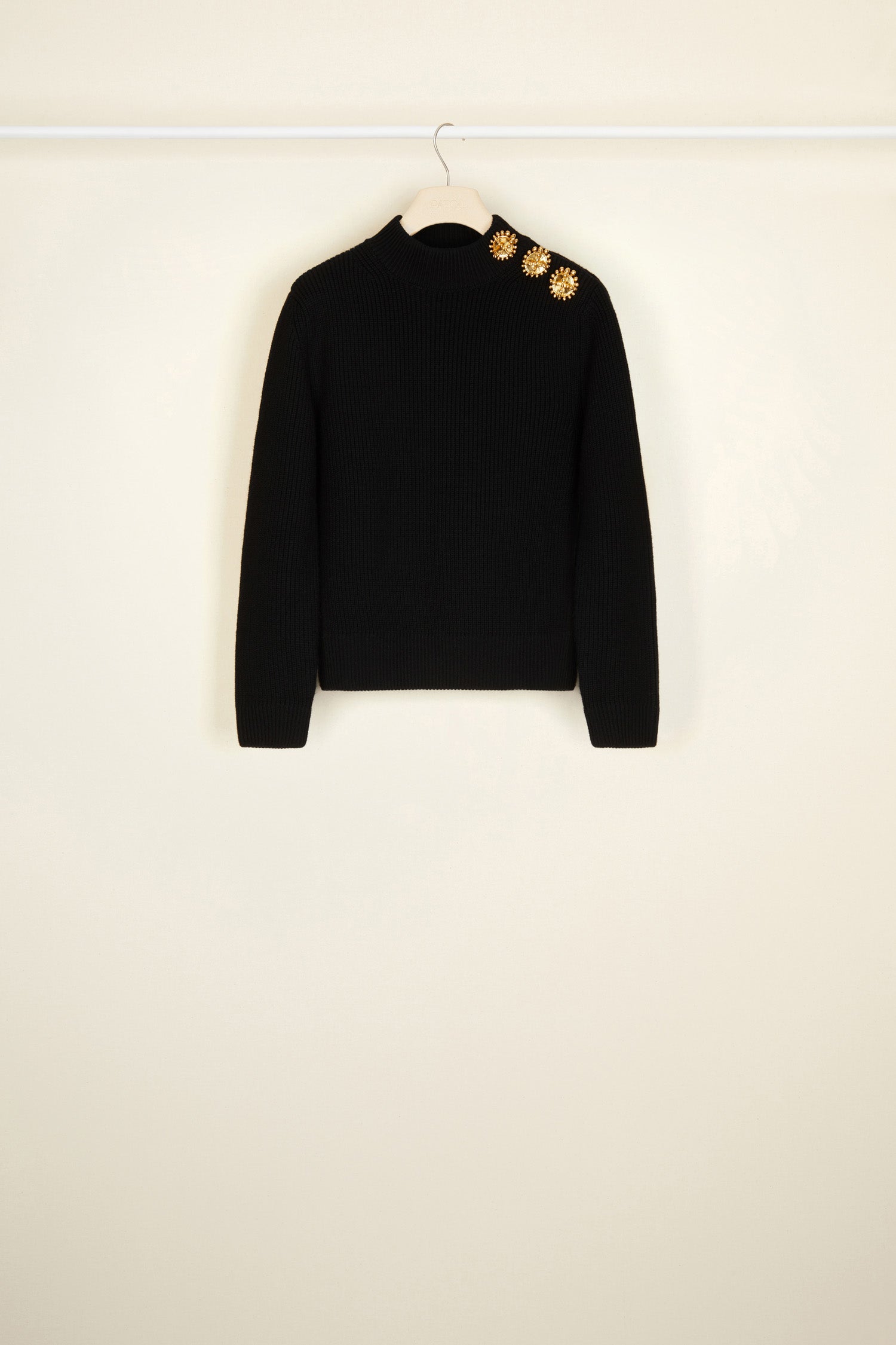 Patou KN048 pull marinière laine noire