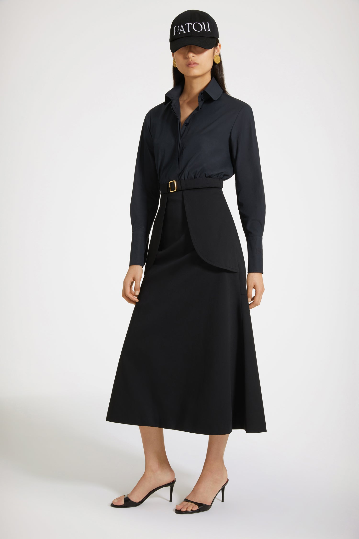 Patou SK035 jupe midi poches coton bio noire