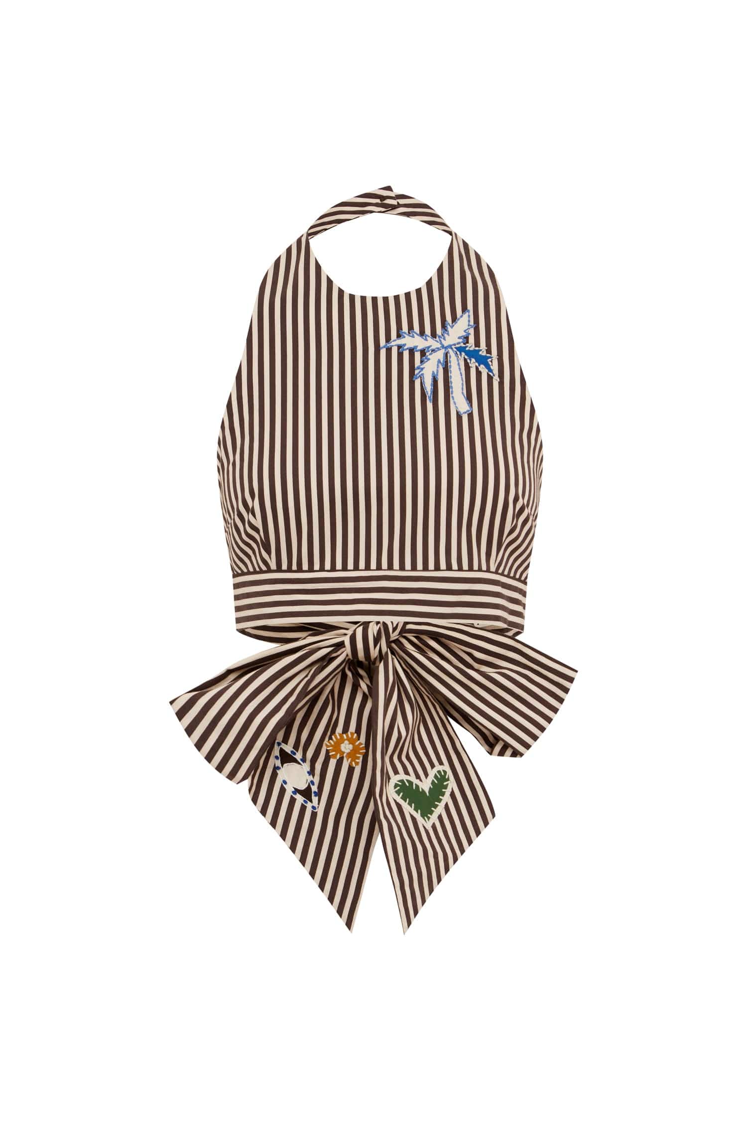 Alemäis Sirocco top halter brodé coton bio rayé