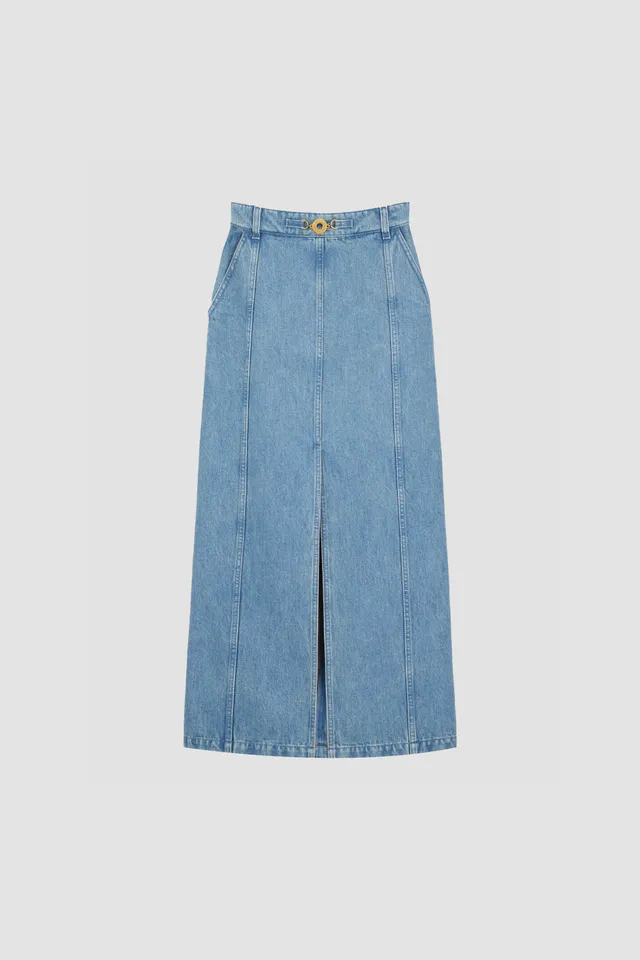 Patou H23SK0500008630B jupe midi Ice Blue bio