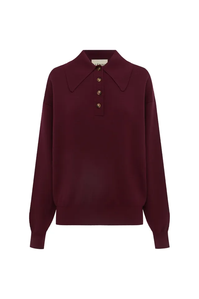 Alemais Claudia Plum polo tricot laine prune