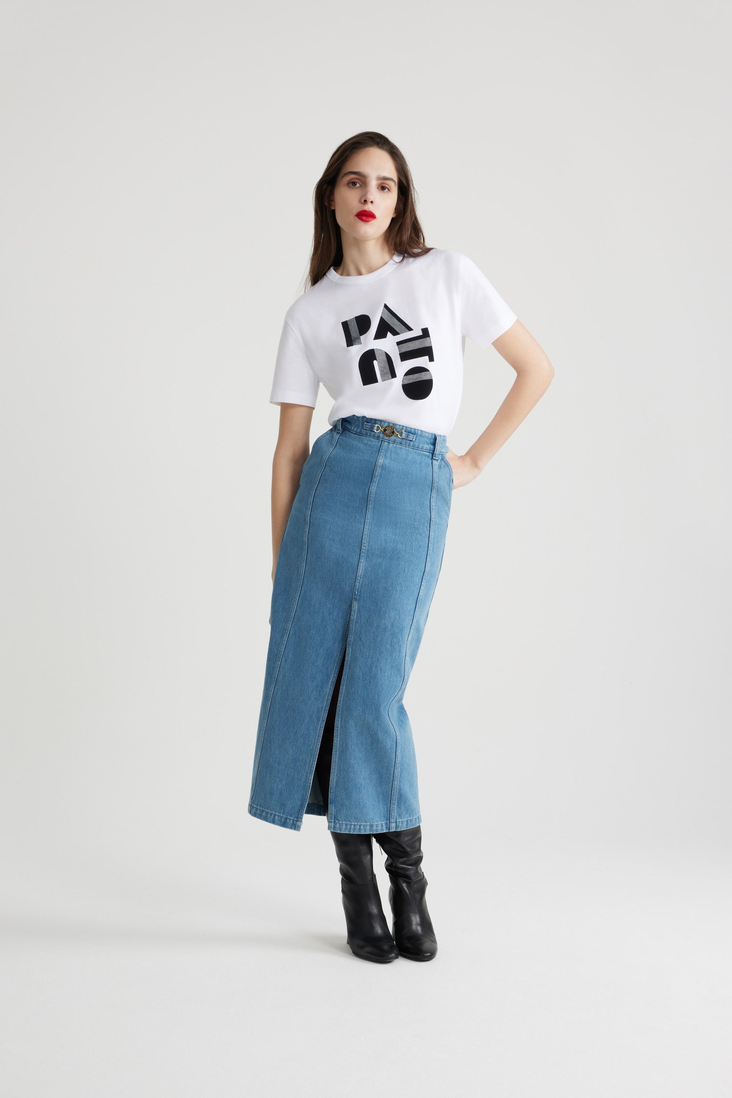 Patou T-Shirts t-shirt JE119 Art Deco blanc coton bio