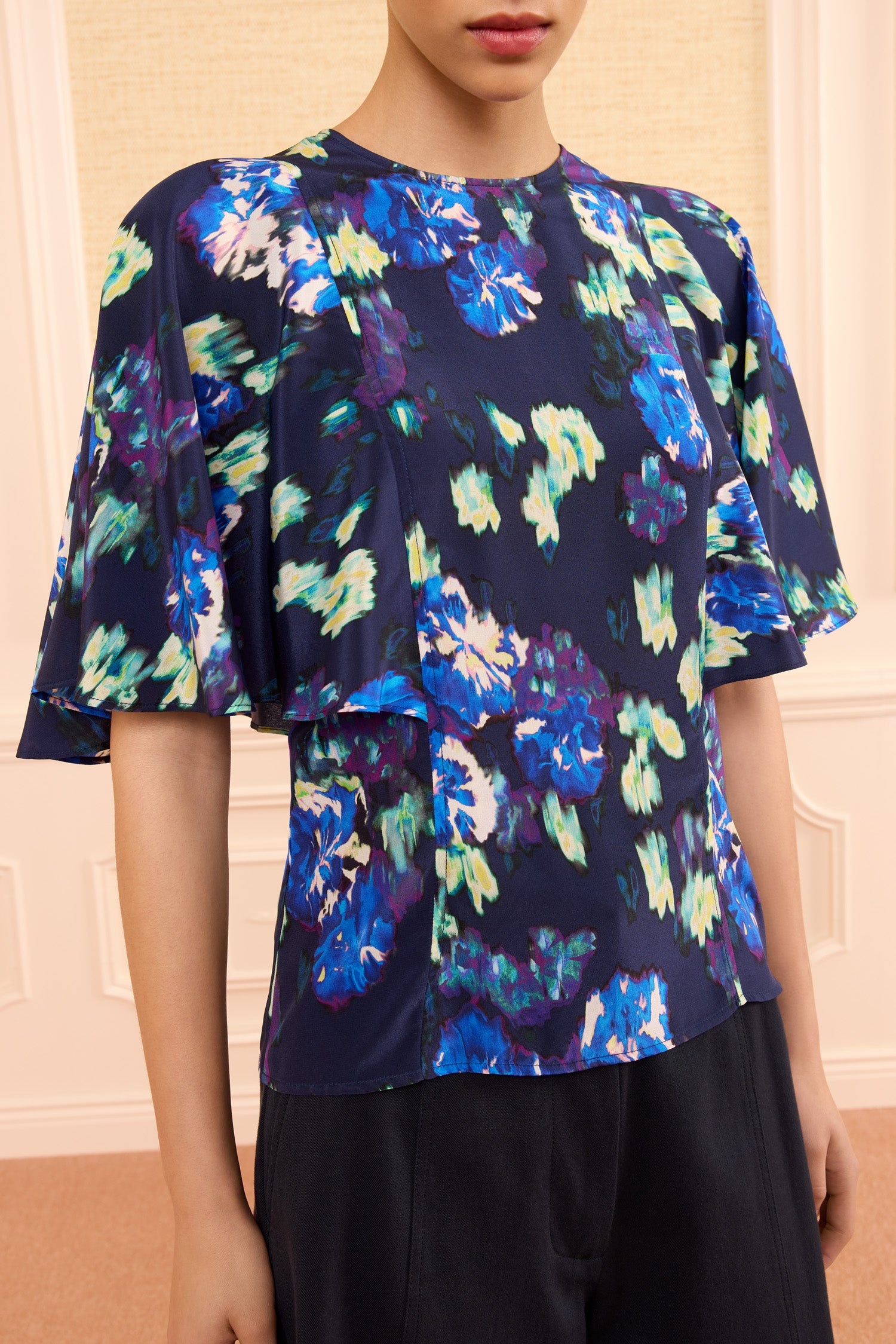 Ulla Johnson Ada PF260232 blouse soie Evening Bloom bleu