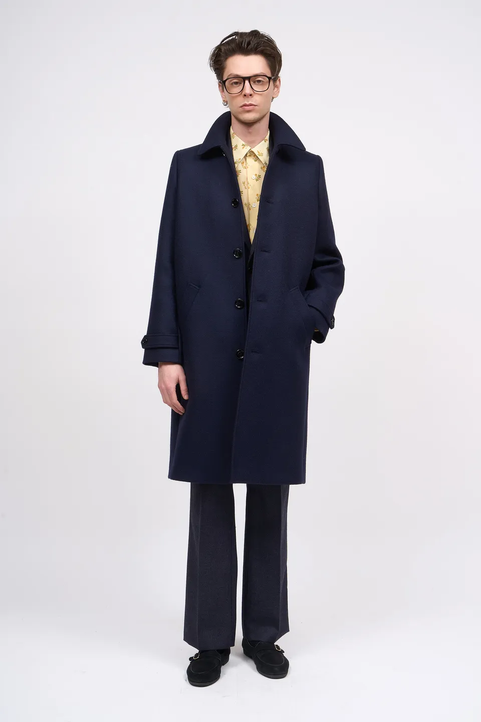 Paul & Joe Simone manteau laine bleu nuit long