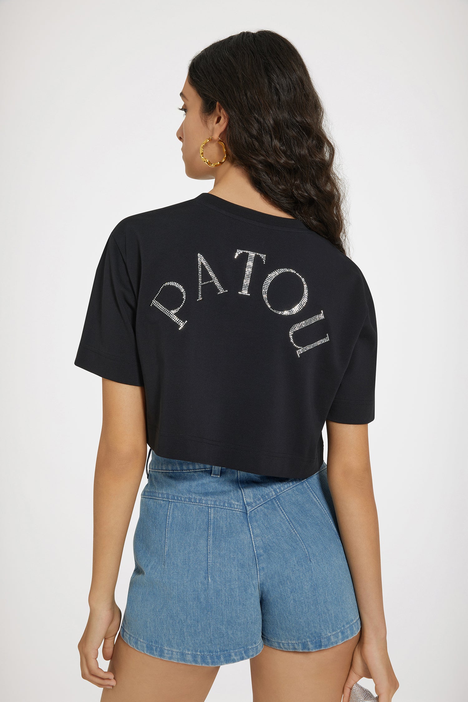 Patou JE116 t-shirt cropped coton bio noir cristal