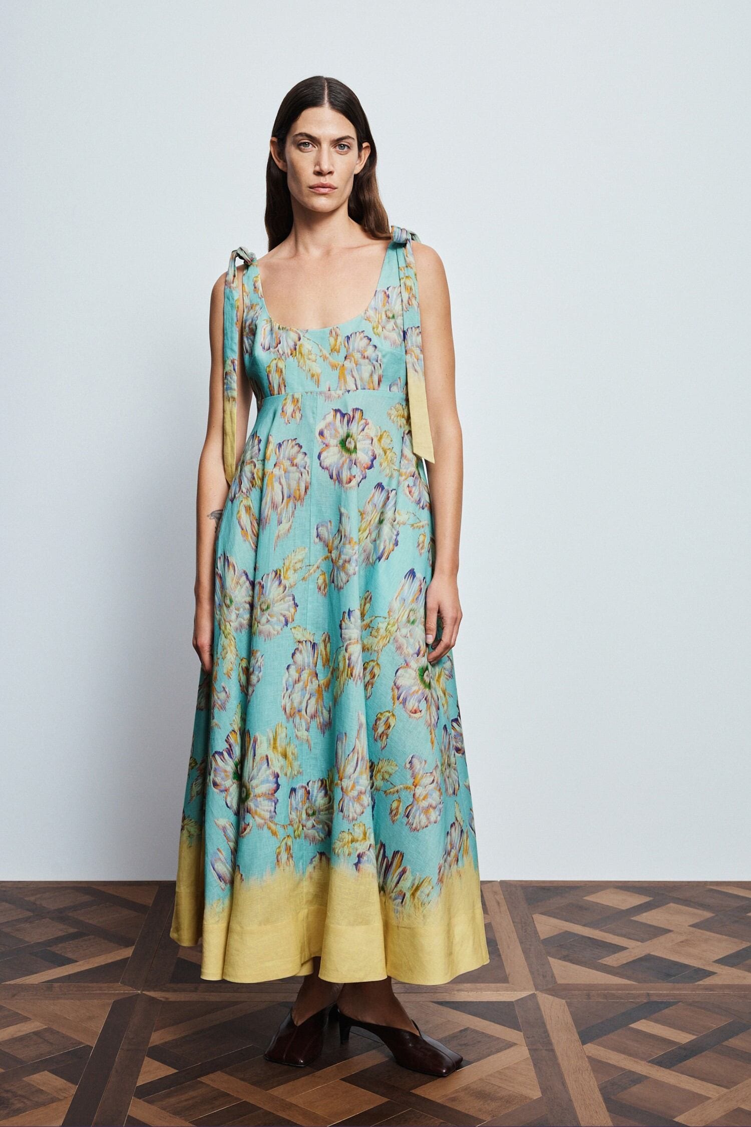 Alemäis Jerry Ballet robe midi lin fleurie poches