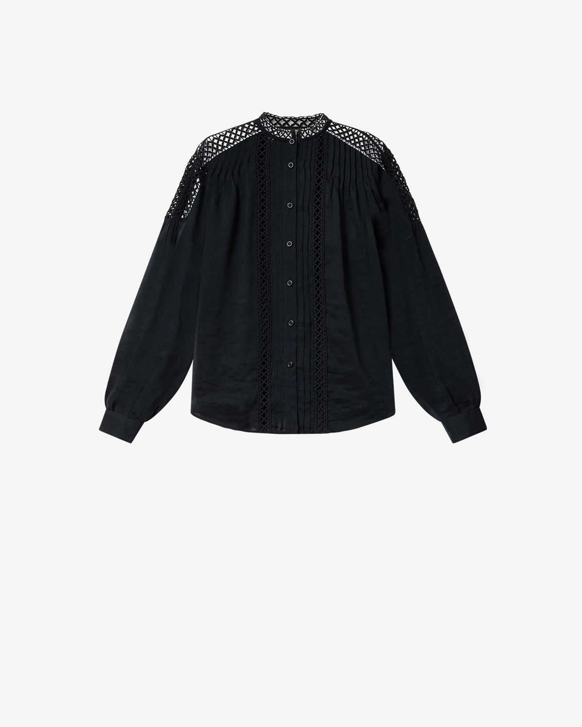 Isabel Marant Polda HT0942FA blouse noire broderie ajourée