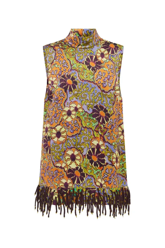 Alemäis Joanna Top haut viscose franges perlées