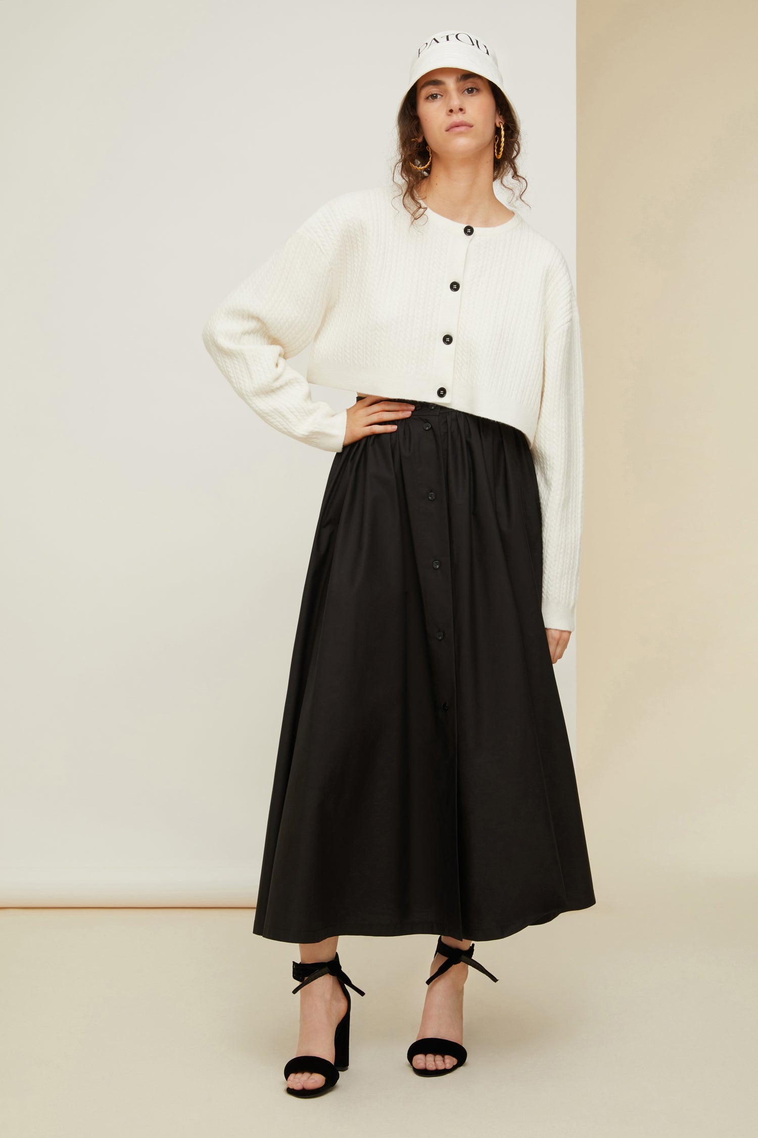 Patou SK027 jupe maxi coton bio Noire boutonnée