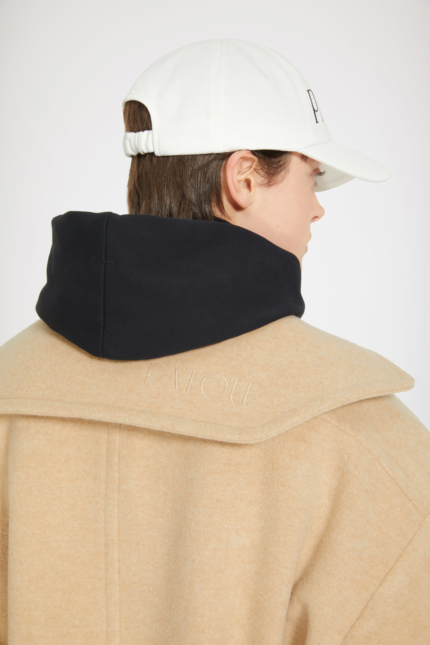 Patou CO013 manteau maxi laine double-face Biscuit