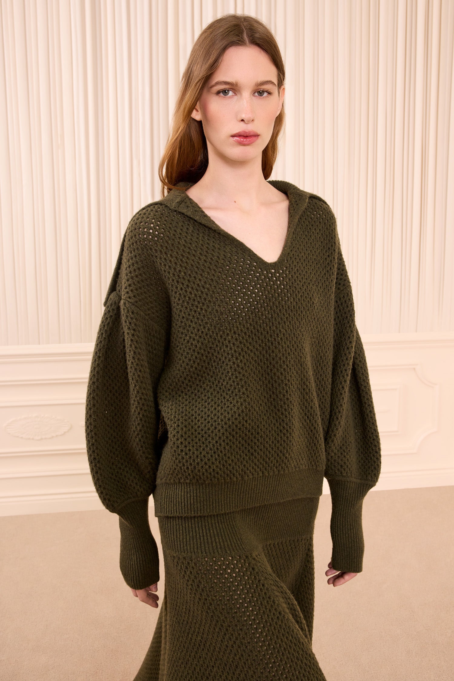 Ulla Johnson Lila pull laine Militaire col châle