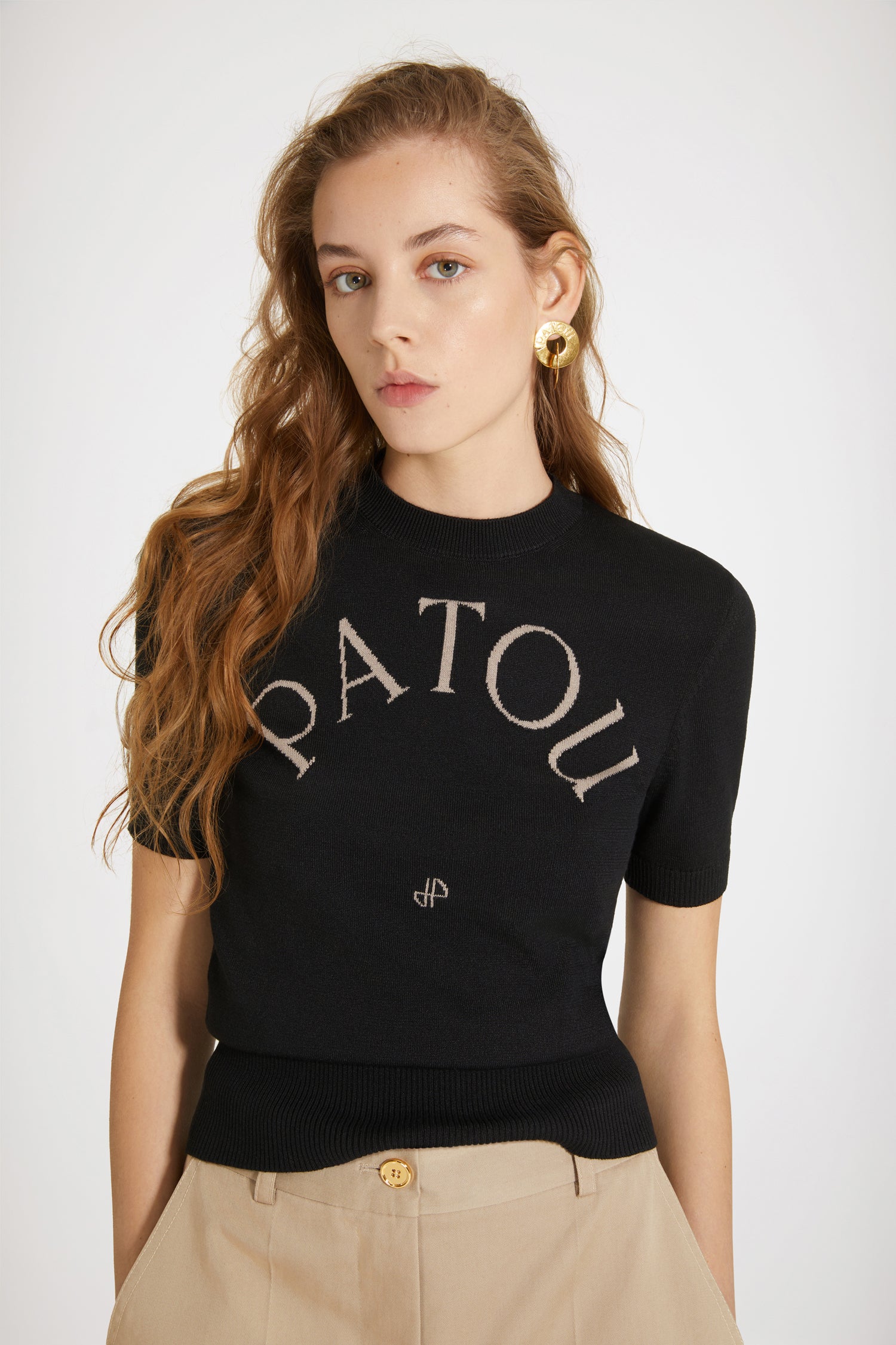Patou Knitwear P23KN0688045911B top maille coton bio noir gris