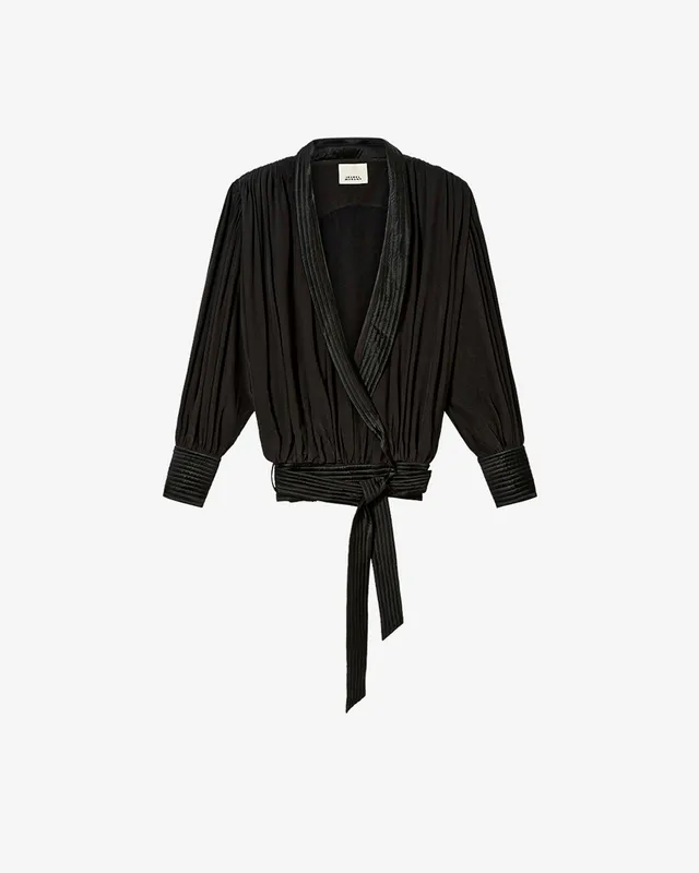 Isabel Marant Diljane veste soie noire ceinture