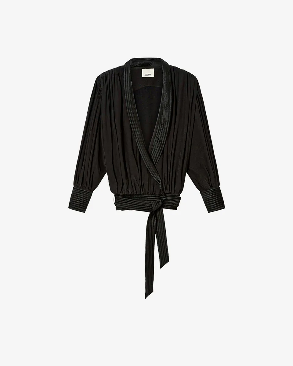 Isabel Marant Diljane veste soie noire ceinture