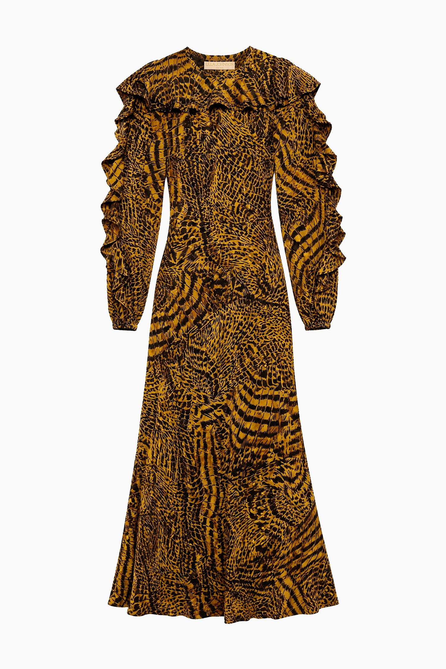 Ulla Johnson Dara robe soie jaune Wren volants