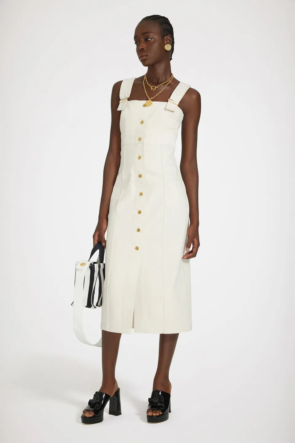 Patou DR134 robe salopette denim coton régénéré écru 38