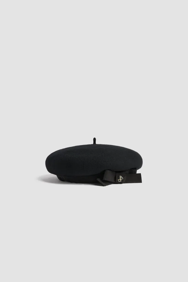 Patou H25AC1120235999B béret feutre laine Black nœud