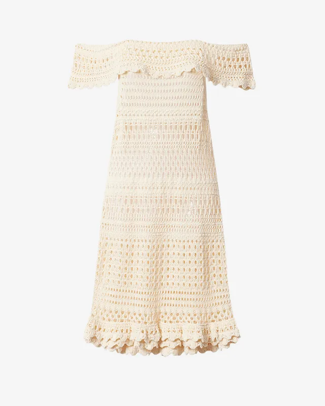 Isabel Marant Zoa RO1048 robe courte écru crochet coton