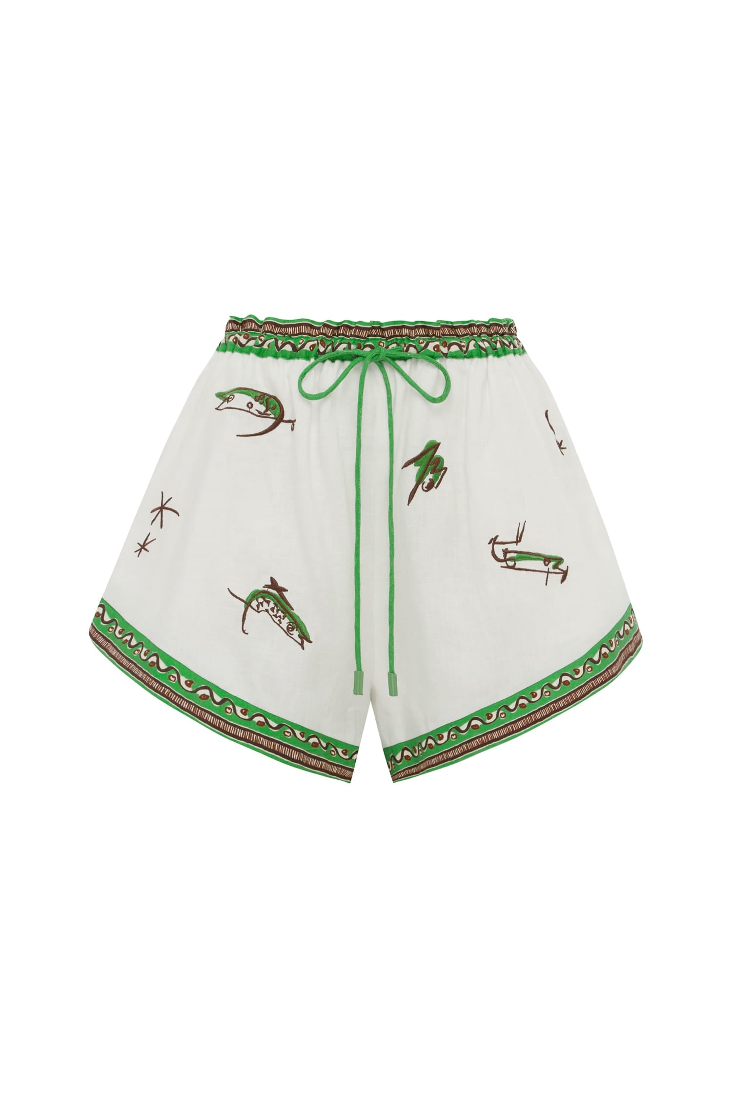 Alemäis Wanda Embroidered Short lin brodé