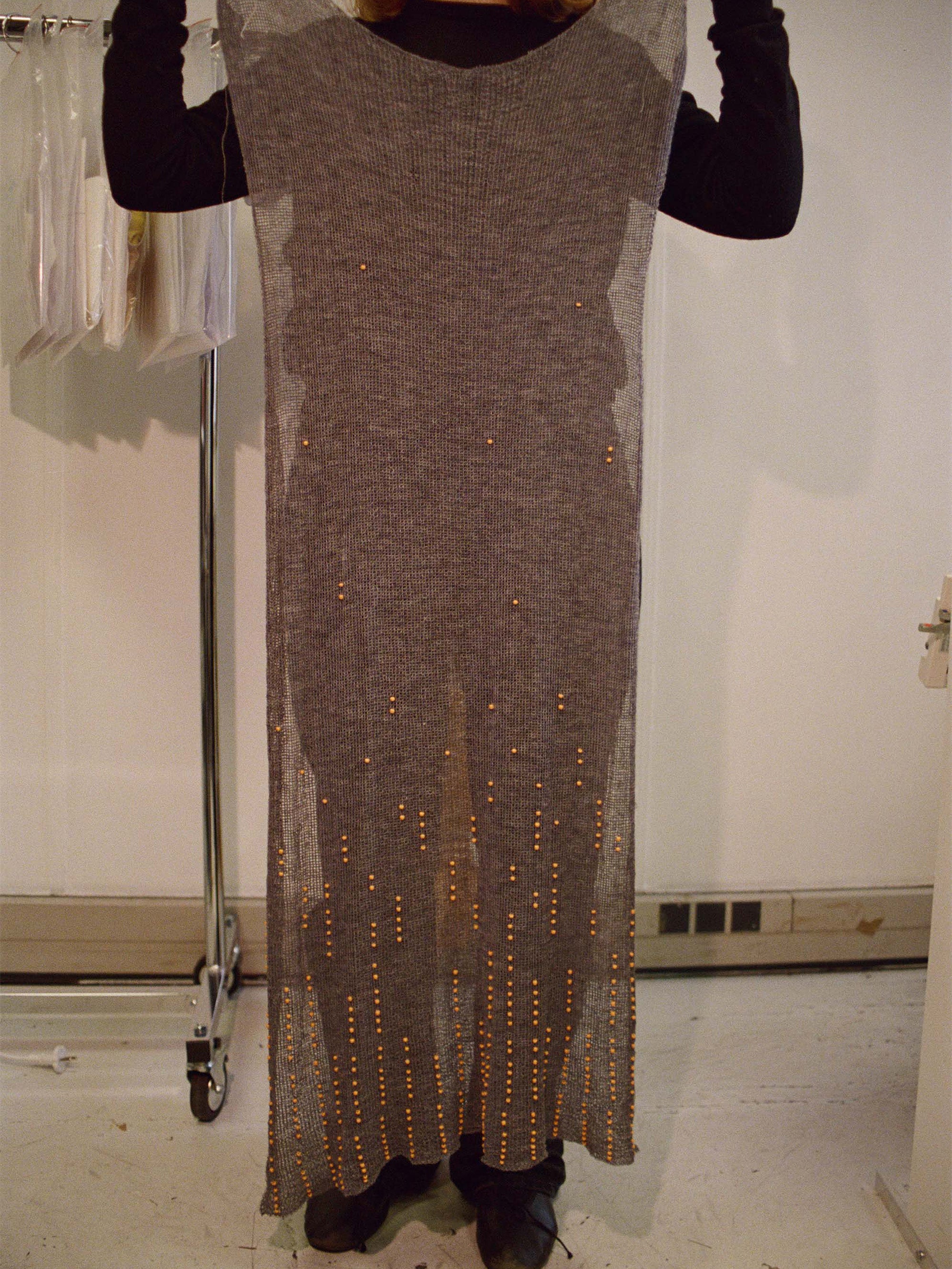 Ester Manas Beaded Open-Knit Wool robe M/L
